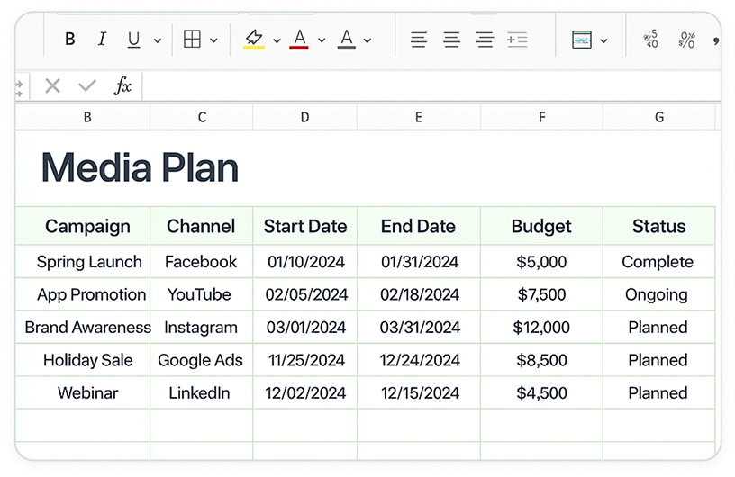 spreadsheets